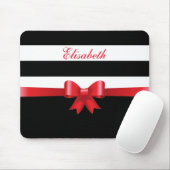 赤パーソナライズされた黒はっきりしたストライプ弓 マウスパッド (マウス)