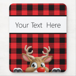 赤パーソナライズされた黒バッファローチェックトナカイ マウスパッド
