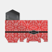 赤パーソナライズされた黒・白ダマスクのお願いボックス2 フェイバーボックス (折り畳みなし)