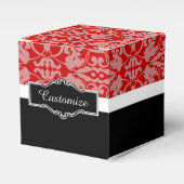 赤パーソナライズされた黒・白ダマスクのお願いボックス フェイバーボックス (正面サイド)