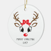 赤パーソナライズされた鼻ルドルフクリスマス装飾品 セラミックオーナメント (左)
