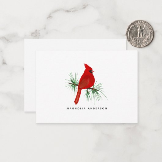 赤パーソナライズされた（鳥）ショウジョウコウカンチョウノートカード ノートカード (正面/裏面インサイチュ)