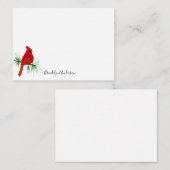 赤パーソナライズされた(鳥)ショウジョウコウカンチョウ ノートカード (正面/裏面)