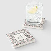 赤パーソナライズされた、黒、白の石コースター ストーンコースター (横)