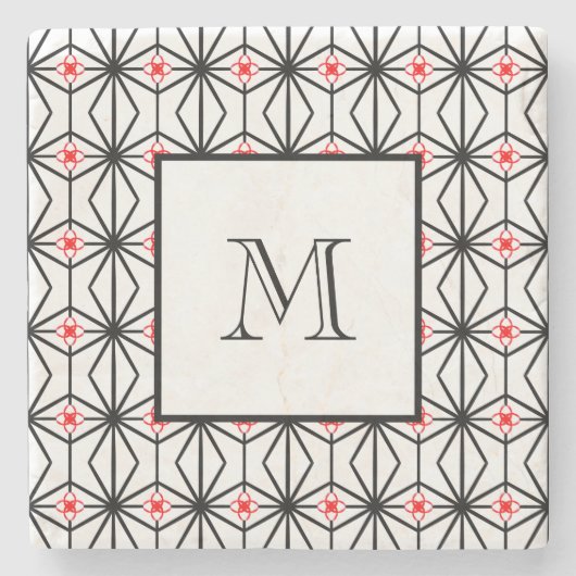 赤パーソナライズされた、黒、白の石コースター ストーンコースター (正面)