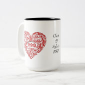 赤パーソナライズされたBFFハートマグ ツートーンマグカップ (正面左)