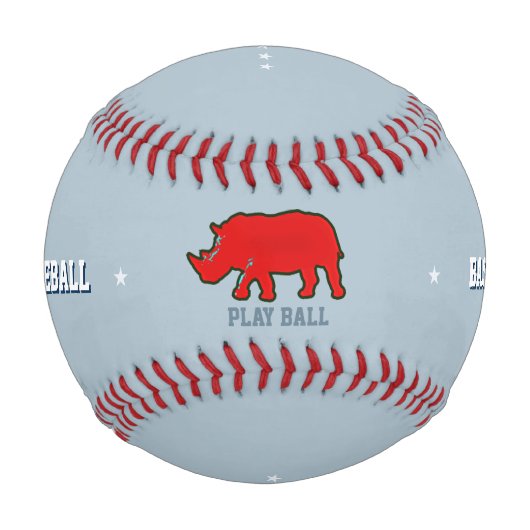 赤パーソナライズされたRhinoプレーヤー 野球ボール (正面)