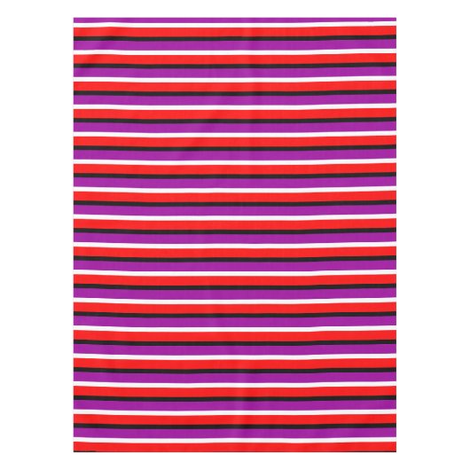 赤パープルストライプデザイン テーブルクロス (正面)