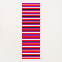 赤パープルストライプデザイン ヨガマット