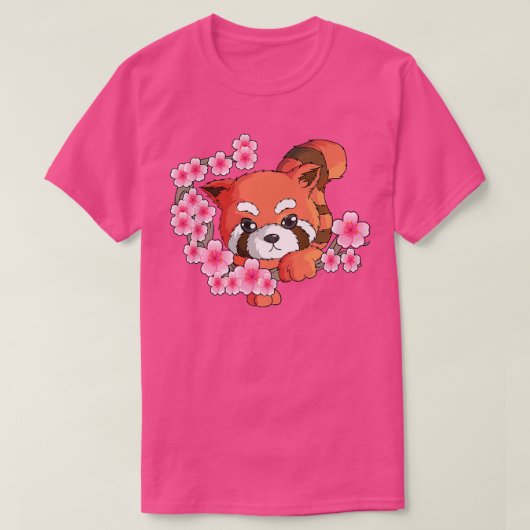 赤パ日本のンダさくらんぼ花の木ファン竹 Tシャツ (デザイン正面)