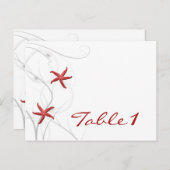 赤ヒトデとサンゴテーブル番号 ポストカード (正面/裏面)
