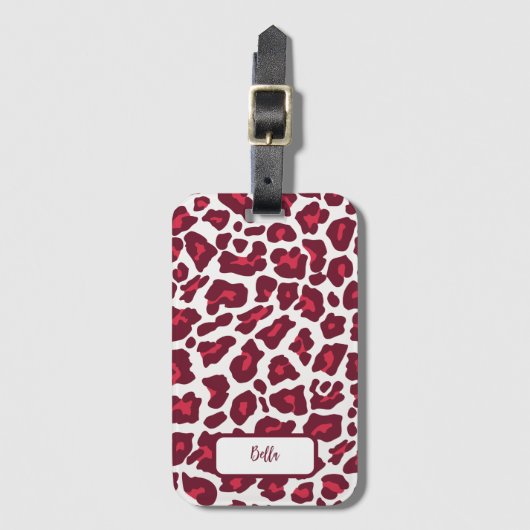 赤ヒョウ柄 ラゲッジタグ (正面縦)