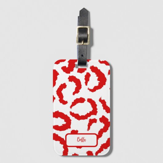 赤ヒョウ柄 ラゲッジタグ (正面縦)