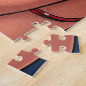 赤ビキニ、サングラス、バンダナの女性 ジグソーパズル (側面)