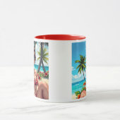 赤ビキニ、サングラス、バンダナの女性 マグカップ (中央)