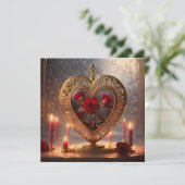 赤ビクトリアンいバラと黄金のハート、ヴィンテージ シーズンカード (スタンド正面)