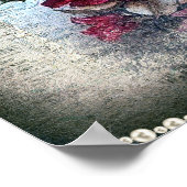 赤ビクトリアンいバラのグランジ一時 ポスター (角)