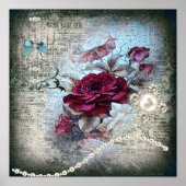 赤ビクトリアンいバラのグランジ一時 ポスター (正面)