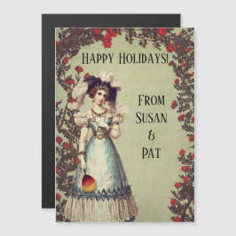 赤ビクトリアンいバラ園の女性とファン