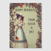 赤ビクトリアンいバラ園の女性とファン (正面)