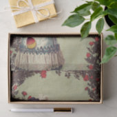 赤ビクトリアンいバラ園の女性とファン 薄葉紙 (ギフト)