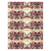 赤ビクトリアンいローズハットとティーポットテーブルクロス テーブルクロス (正面)