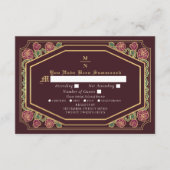 赤ビクトリアンゴシックバラ&ソーズウェディングRSVP エンクロージャーカード (正面)