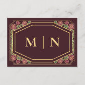 赤ビクトリアンゴシックバラ&ソーズウェディングRSVP エンクロージャーカード (裏面)