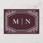 赤ビクトリアンゴシックバラ&ソーズウェディングRSVP エンクロージャーカード (裏面)