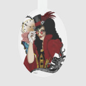 赤ビクトリアンステームパンク黒タコ オーナメント (正面)