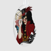 赤ビクトリアンステームパンク黒タコ オーナメント (正面)