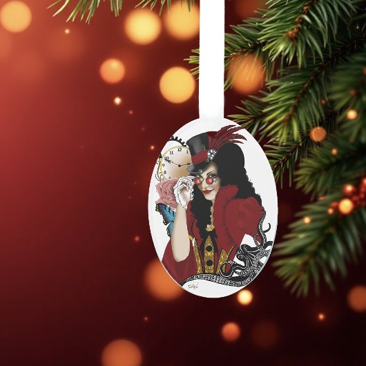 赤ビクトリアンステームパンク黒タコ オーナメント