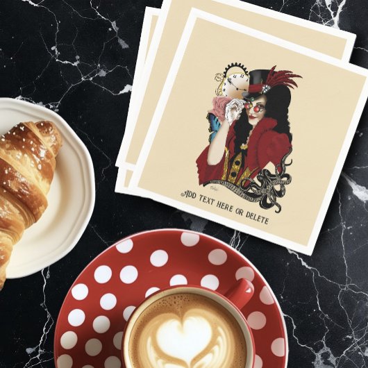 赤ビクトリアンステームパンク黒タコ スタンダードカクテルナプキン