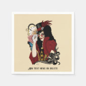 赤ビクトリアンステームパンク黒タコ スタンダードカクテルナプキン (正面)