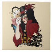 赤ビクトリアンステームパンク黒タコ タイル (正面)