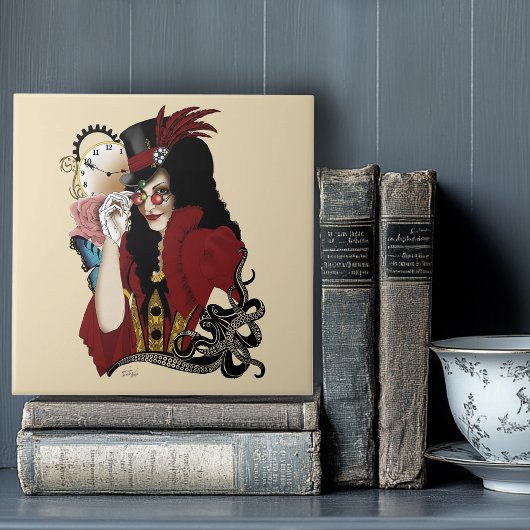 赤ビクトリアンステームパンク黒タコ タイル