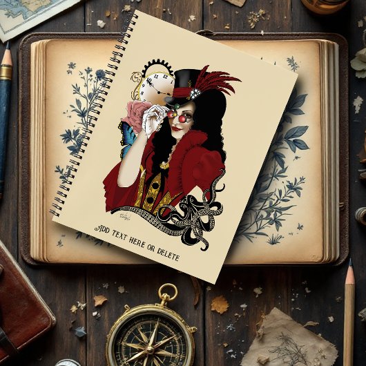 赤ビクトリアンステームパンク黒タコ ノートブック