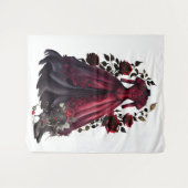 赤ビクトリアンドレスとヒール |アンティークバラガウン タペストリー (正面(横))