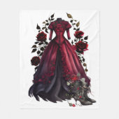 赤ビクトリアンドレスとヒール |アンティークバラガウン フリースブランケット (正面)