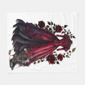 赤ビクトリアンドレスとヒール |アンティークバラガウン フリースブランケット (正面(横))