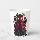 赤ビクトリアンドレスとヒール |アンティークバラガウン 紙コップ (裏面)