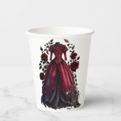 赤ビクトリアンドレスとヒール |アンティークバラガウン 紙コップ (正面)