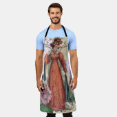 赤ビクトリアンファッションのカラフル女性 エプロン (着用した状態)