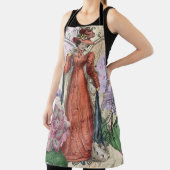 赤ビクトリアンファッションのカラフル女性 エプロン (インサイチュ)