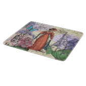 赤ビクトリアンファッションのカラフル女性 カッティングボード (角)