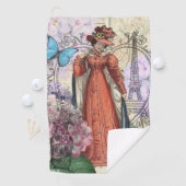 赤ビクトリアンファッションのカラフル女性 ゴルフタオル (インサイチュ)