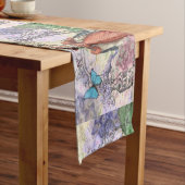 赤ビクトリアンファッションのカラフル女性 ショートテーブルランナー (インサイチュ)