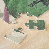 赤ビクトリアンファッションのカラフル女性 ジグソーパズル (側面)