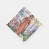 赤ビクトリアンファッションのカラフル女性 スタンダードランチョンナプキン (角)