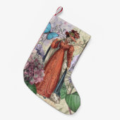 赤ビクトリアンファッションのカラフル女性 スモールクリスマスストッキング (正面 (吊り時))